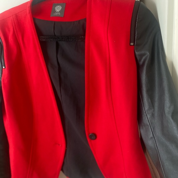 Red and black leather blazer- VINCE CAMUTO - Picture 7 of 10
